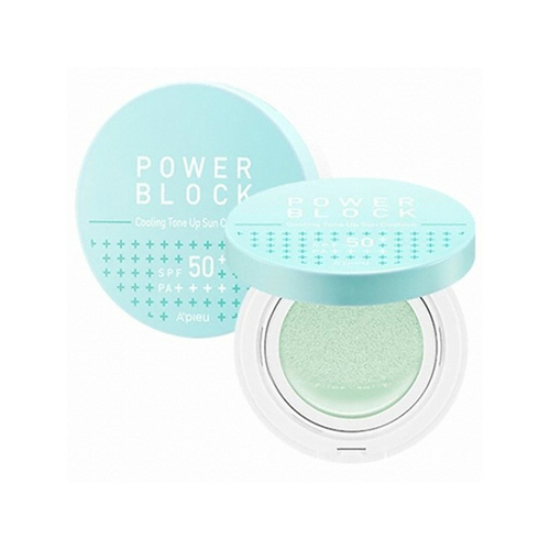 A'PIEU Power Block Cooling Tone Up Sun Cushion Centella Asiatica A'PIEU Power Block Cooling Tone Up Sun Cushion Centella Asiatica